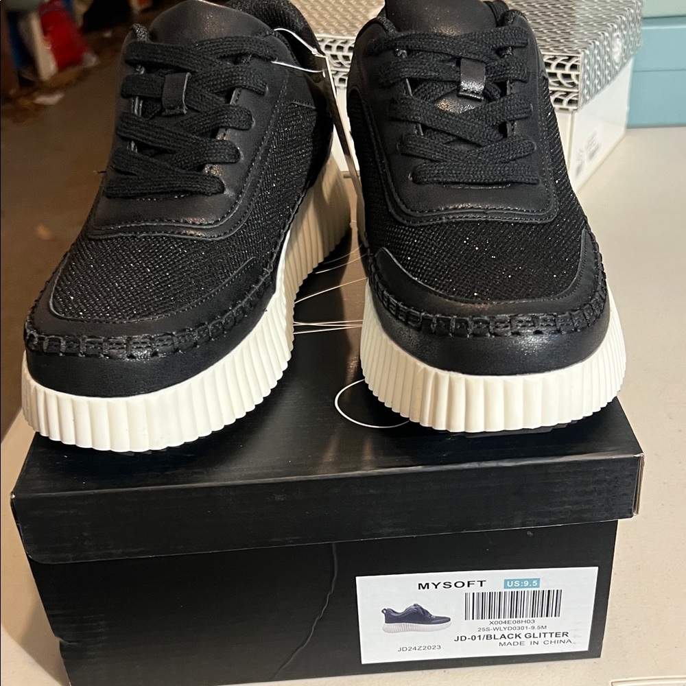 Ladies, my soft, black glitter sneakers, size 9 1/2 Black Glitter new